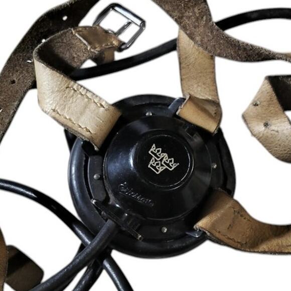 WWII Bakelite Radio Plug-In Headset, Rubber Sleeve Cushion, Original Straps - Picture 2 of 6